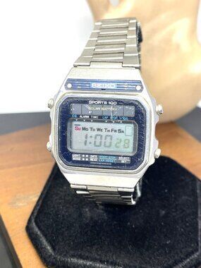Seiko Men's Watch A1156-5040 Quartz Vintage Silver Stainless Steel Digital 36mm